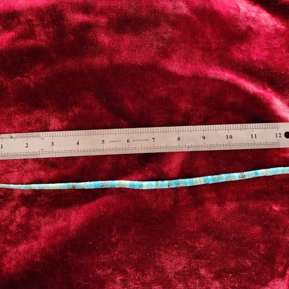 Vintage Native American Heishi Bead Turquoise Necklace - Picture 3 of 3